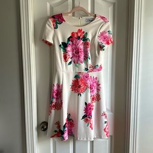 Jessica Howard Floral White Dress Size 10